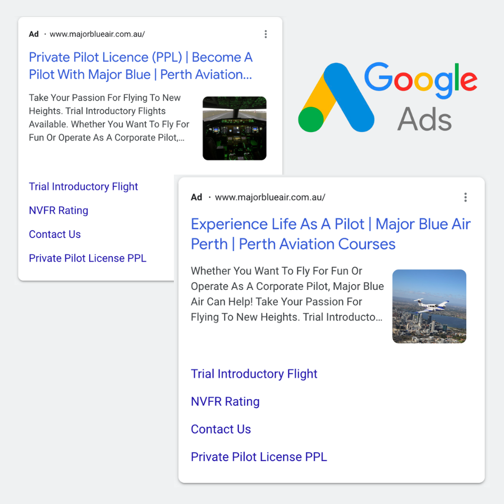 Major Blue Air Google ads